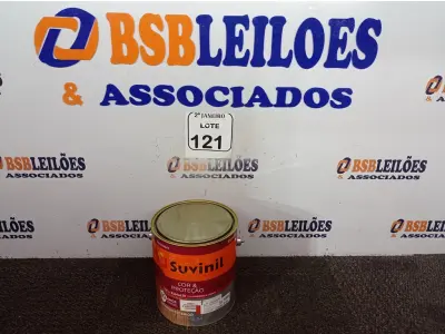 LOTE 121 - 01 LATA DE TINTA SUVINIL ESMALTE PREMIUM INTERIOR/EXTERIOR 3,6L NA COR VERMELHA. (NO ESTADO) ATENÇÃO! FAZER A VISITAÇÃO ANTES DE ARREMATAR, NÃO SABEMOS SE FUNCIONA. LEILÃO NÃO TEM GARANTIA E NEM DEVOLUÇÃO, SUJEITO A POSSÍVEIS AVARIAS VISÍVEIS/OCULTAS E/OU AUSÊNCIA DE COMPONENTES.