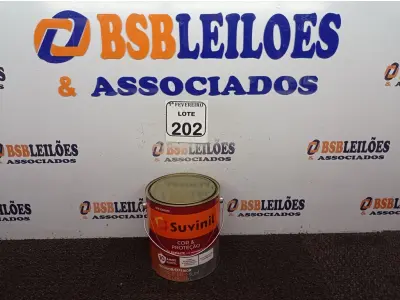 LOTE 202 - 01 LATA DE TINTA ESMALTE PARA MADEIRAS E METAIS INTERIOR\EXTERIOR 3,6L BRIL COLORADO MARCA SUVINIL. (NOVO) (NO ESTADO) ATENÇÃO! FAZER A VISITAÇÃO ANTES DE ARREMATAR, NÃO SABEMOS SE FUNCIONA. LEILÃO NÃO TEM GARANTIA E NEM DEVOLUÇÃO, SUJEITO A POSSÍVEIS AVARIAS VISÍVEIS/OCULTAS E/OU AUSÊNCIA DE COMPONENTES.