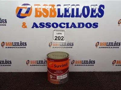 LOTE 202 - 01 LATA DE TINTA ESMALTE PARA MADEIRAS E METAIS INTERIOR\EXTERIOR 3,6L BRIL COLORADO MARCA SUVINIL. (NOVO) (NO ESTADO) ATENÇÃO! FAZER A VISITAÇÃO ANTES DE ARREMATAR, NÃO SABEMOS SE FUNCIONA. LEILÃO NÃO TEM GARANTIA E NEM DEVOLUÇÃO, SUJEITO A POSSÍVEIS AVARIAS VISÍVEIS/OCULTAS E/OU AUSÊNCIA DE COMPONENTES.
