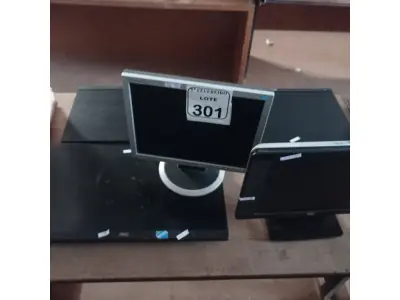 LOTE 301 - 05 MONITORES DIVERSOS. (NO ESTADO) ATENÇÃO! FAZER A VISITAÇÃO ANTES DE ARREMATAR, NÃO SABEMOS SE FUNCIONA. LEILÃO NÃO TEM GARANTIA E NEM DEVOLUÇÃO, SUJEITO A POSSÍVEIS AVARIAS VISÍVEIS/OCULTAS E/OU AUSÊNCIA DE COMPONENTES.