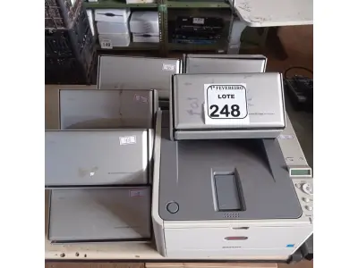 LOTE 248 - 01 IMPRESSORA OKI E 10 SCANNER’S FUJITSU. (NO ESTADO) ATENÇÃO! FAZER A VISITAÇÃO ANTES DE ARREMATAR, NÃO SABEMOS SE FUNCIONA. LEILÃO NÃO TEM GARANTIA E NEM DEVOLUÇÃO, SUJEITO A POSSÍVEIS AVARIAS VISÍVEIS/OCULTAS E/OU AUSÊNCIA DE COMPONENTES.