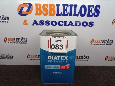 LOTE 083 - 01 LATA DE TINTA IQUINE DIATEX PINTA MAIS INTERIORES DE 16/18L NA COR BASE. (NOVO) (NO ESTADO) ATENÇÃO! FAZER A VISITAÇÃO ANTES DE ARREMATAR, NÃO SABEMOS SE FUNCIONA. LEILÃO NÃO TEM GARANTIA E NEM DEVOLUÇÃO, SUJEITO A POSSÍVEIS AVARIAS VISÍVEIS/OCULTAS E/OU AUSÊNCIA DE COMPONENTES.
