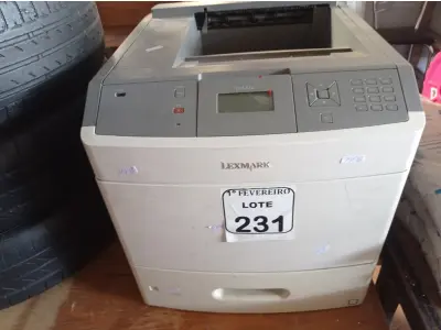 LOTE 231 - 01 IMPRESSORA LEXMARK T654DN.  (NO ESTADO) ATENÇÃO! FAZER A VISITAÇÃO ANTES DE ARREMATAR, NÃO SABEMOS SE FUNCIONA. LEILÃO NÃO TEM GARANTIA E NEM DEVOLUÇÃO, SUJEITO A POSSÍVEIS AVARIAS VISÍVEIS/OCULTAS E/OU AUSÊNCIA DE COMPONENTES.