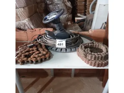 LOTE 481 - 02 CORRENTES PARA EMPILHADEIRA, MANGUEIRAS DE PRESSÃO E 01 JOYSTICK. (NO ESTADO) ATENÇÃO! FAZER A VISITAÇÃO ANTES DE ARREMATAR, NÃO SABEMOS SE FUNCIONA. LEILÃO NÃO TEM GARANTIA E NEM DEVOLUÇÃO, SUJEITO A POSSÍVEIS AVARIAS VISÍVEIS/OCULTAS E/OU AUSÊNCIA DE COMPONENTES.