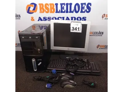 LOTE 341 - 01 COMPUTADOR COMPLETO COM 160GB DE HD, 4GB DE RAM E MONITOR DE 15 POLEGADAS. (ACOMPANHA MOUSE, TECLADOS E CABOS) (NO ESTADO) ATENÇÃO! FAZER A VISITAÇÃO ANTES DE ARREMATAR, NÃO SABEMOS SE FUNCIONA. LEILÃO NÃO TEM GARANTIA E NEM DEVOLUÇÃO, SUJEITO A POSSÍVEIS AVARIAS VISÍVEIS/OCULTAS E/OU AUSÊNCIA DE COMPONENTES.