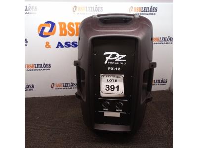 LOTE 391 - 01 CAIXA DE SOM MARCA PZ PRO ÁUDIO. (NO ESTADO) ATENÇÃO! FAZER A VISITAÇÃO ANTES DE ARREMATAR, NÃO SABEMOS SE FUNCIONA. LEILÃO NÃO TEM GARANTIA E NEM DEVOLUÇÃO, SUJEITO A POSSÍVEIS AVARIAS VISÍVEIS/OCULTAS E/OU AUSÊNCIA DE COMPONENTES.
