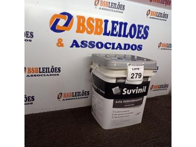LOTE 279 - 01 BALDE DE TINTA SUVINIL INTERIOR NA COR BRANCO FOSCO 18L.  (NO ESTADO) ATENÇÃO! FAZER A VISITAÇÃO ANTES DE ARREMATAR, NÃO SABEMOS SE FUNCIONA. LEILÃO NÃO TEM GARANTIA E NEM DEVOLUÇÃO, SUJEITO A POSSÍVEIS AVARIAS VISÍVEIS/OCULTAS E/OU AUSÊNCIA DE COMPONENTES.