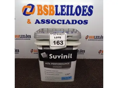 LOTE 163 - 01 GALÃO DE TINTA SUVINIL DE 18L PARA INTERIORES ACABAMENTO FOSCO BRANCO. (NOVO) (NO ESTADO) ATENÇÃO! FAZER A VISITAÇÃO ANTES DE ARREMATAR, NÃO SABEMOS SE FUNCIONA. LEILÃO NÃO TEM GARANTIA E NEM DEVOLUÇÃO, SUJEITO A POSSÍVEIS AVARIAS VISÍVEIS/OCULTAS E/OU AUSÊNCIA DE COMPONENTES.