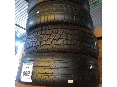 LOTE 059 - 04 PNEUS USADOS 205/65 ARO 15. (NO ESTADO) ATENÇÃO! FAZER A VISITAÇÃO ANTES DE ARREMATAR, NÃO SABEMOS SE FUNCIONA. LEILÃO NÃO TEM GARANTIA E NEM DEVOLUÇÃO, SUJEITO A POSSÍVEIS AVARIAS VISÍVEIS/OCULTAS E/OU AUSÊNCIA DE COMPONENTES.