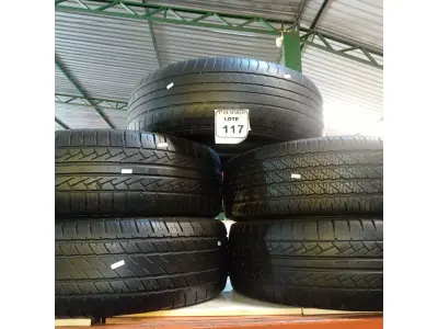 LOTE 117 - 05 PNEUS USADOS 265-65 ARO 17. (NO ESTADO) ATENÇÃO! FAZER A VISITAÇÃO ANTES DE ARREMATAR, NÃO SABEMOS SE FUNCIONA. LEILÃO NÃO TEM GARANTIA E NEM DEVOLUÇÃO, SUJEITO A POSSÍVEIS AVARIAS VISÍVEIS/OCULTAS E/OU AUSÊNCIA DE COMPONENTES.