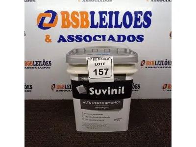 LOTE 157 - 01 GALÃO DE TINTA SUVINIL DE 18L PARA INTERIORES ACABAMENTO FOSCO BRANCO. (NOVO) (NO ESTADO) ATENÇÃO! FAZER A VISITAÇÃO ANTES DE ARREMATAR, NÃO SABEMOS SE FUNCIONA. LEILÃO NÃO TEM GARANTIA E NEM DEVOLUÇÃO, SUJEITO A POSSÍVEIS AVARIAS VISÍVEIS/OCULTAS E/OU AUSÊNCIA DE COMPONENTES.