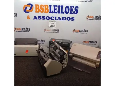 LOTE 288 - 01 LOTE COM SCANNERS, PROTOCOLADORA DE CHEQUES. (NO ESTADO) ATENÇÃO! FAZER A VISITAÇÃO ANTES DE ARREMATAR, NÃO SABEMOS SE FUNCIONA. LEILÃO NÃO TEM GARANTIA E NEM DEVOLUÇÃO, SUJEITO A POSSÍVEIS AVARIAS VISÍVEIS/OCULTAS E/OU AUSÊNCIA DE COMPONENTES.