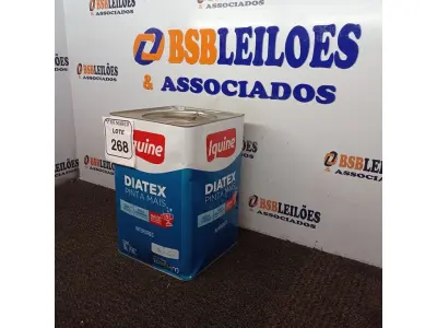 LOTE 268 - 01 LATA DE TINTA 16L/ 18L INTERIORES/EXTERIORES ACRÍLICO FOSCO IQUINE BASE P. (NOVO) (NO ESTADO) ATENÇÃO! FAZER A VISITAÇÃO ANTES DE ARREMATAR, NÃO SABEMOS SE FUNCIONA. LEILÃO NÃO TEM GARANTIA E NEM DEVOLUÇÃO, SUJEITO A POSSÍVEIS AVARIAS VISÍVEIS/OCULTAS E/OU AUSÊNCIA DE COMPONENTES.