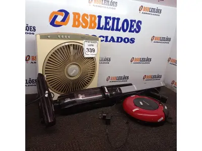 LOTE 339 - 01 VENTILADOR FAET, 01 ASPIRADOR DE PÓ PHILCO E E 01 ASPIRADOR ROBÔ MULTILASER. (NO ESTADO) ATENÇÃO! FAZER A VISITAÇÃO ANTES DE ARREMATAR, NÃO SABEMOS SE FUNCIONA. LEILÃO NÃO TEM GARANTIA E NEM DEVOLUÇÃO, SUJEITO A POSSÍVEIS AVARIAS VISÍVEIS/OCULTAS E/OU AUSÊNCIA DE COMPONENTES.