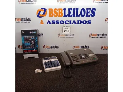 LOTE 255 - 01 FAX PANASONIC E 01 ÁUDIO MIXER CONSOLE 4 CANAIS.  (NO ESTADO) ATENÇÃO! FAZER A VISITAÇÃO ANTES DE ARREMATAR, NÃO SABEMOS SE FUNCIONA. LEILÃO NÃO TEM GARANTIA E NEM DEVOLUÇÃO, SUJEITO A POSSÍVEIS AVARIAS VISÍVEIS/OCULTAS E/OU AUSÊNCIA DE COMPONENTES.