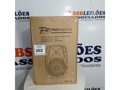 LOTE 202 - 01 CAIXA DE SOM PASSIVA MARCA PZ PRO ÁUDIO. (NO ESTADO) ATENÇÃO! FAZER A VISITAÇÃO ANTES DE ARREMATAR, NÃO SABEMOS SE FUNCIONA. LEILÃO NÃO TEM GARANTIA E NEM DEVOLUÇÃO, SUJEITO A POSSÍVEIS AVARIAS VISÍVEIS/OCULTAS E/OU AUSÊNCIA DE COMPONENTES.
