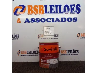 LOTE 235 - 01 LATA DE TINTA ESMALTE SINTÉTICO PARA MADEIRA E METAL 3,6L NA COR BRILHANTE VERMELHO MARCA SUVINIL (NOVO).  (NO ESTADO) ATENÇÃO! FAZER A VISITAÇÃO ANTES DE ARREMATAR, NÃO SABEMOS SE FUNCIONA. LEILÃO NÃO TEM GARANTIA E NEM DEVOLUÇÃO, SUJEITO A POSSÍVEIS AVARIAS VISÍVEIS/OCULTAS E/OU AUSÊNCIA DE COMPONENTES.