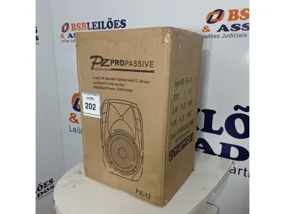 LOTE 202 - 01 CAIXA DE SOM PASSIVA MARCA PZ PRO ÁUDIO. (NO ESTADO) ATENÇÃO! FAZER A VISITAÇÃO ANTES DE ARREMATAR, NÃO SABEMOS SE FUNCIONA. LEILÃO NÃO TEM GARANTIA E NEM DEVOLUÇÃO, SUJEITO A POSSÍVEIS AVARIAS VISÍVEIS/OCULTAS E/OU AUSÊNCIA DE COMPONENTES.