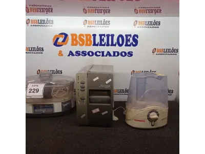 LOTE 229 - 01 IMPRESSORA DE ETIQUETAS MARCA ZEBRA COM AVARIAS E 02 UMIDIFICADORES DE AMBIENTE. (NO ESTADO) ATENÇÃO! FAZER A VISITAÇÃO ANTES DE ARREMATAR, NÃO SABEMOS SE FUNCIONA. LEILÃO NÃO TEM GARANTIA E NEM DEVOLUÇÃO, SUJEITO A POSSÍVEIS AVARIAS VISÍVEIS/OCULTAS E/OU AUSÊNCIA DE COMPONENTES.
