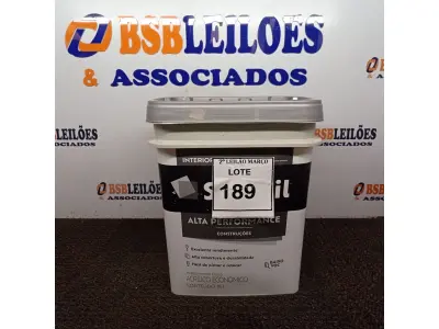 LOTE 189 - 01 BALDE DE TINTA SUVINIL INTERIORES ACRÍLICO FOSCO 18L NA COR FOSCO BRANCO. VENCIMENTO 10/2027 (NOVO) (NO ESTADO) ATENÇÃO! FAZER A VISITAÇÃO ANTES DE ARREMATAR, NÃO SABEMOS SE FUNCIONA. LEILÃO NÃO TEM GARANTIA E NEM DEVOLUÇÃO, SUJEITO A POSSÍVEIS AVARIAS VISÍVEIS/OCULTAS E/OU AUSÊNCIA DE COMPONENTES.