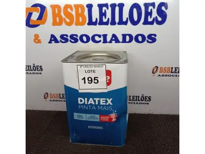 LOTE 195 - 01 LATA DE TINTA DIATEX IQUINE BASE P (NO ESTADO) ATENÇÃO! FAZER A VISITAÇÃO ANTES DE ARREMATAR, NÃO SABEMOS SE FUNCIONA. LEILÃO NÃO TEM GARANTIA E NEM DEVOLUÇÃO, SUJEITO A POSSÍVEIS AVARIAS VISÍVEIS/OCULTAS E/OU AUSÊNCIA DE COMPONENTES.