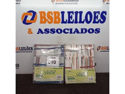 LOTE 010 - 02 JOGOS DE CAMA QUEEN MICRO PERCAL LENÇOL COM ELÁSTICO 1,58M X 1,98M X0,45M DE ALTURA E 02 FRONHAS 0,50M X 0,70M.  (NO ESTADO) ATENÇÃO! FAZER A VISITAÇÃO ANTES DE ARREMATAR, NÃO SABEMOS SE FUNCIONA. LEILÃO NÃO TEM GARANTIA E NEM DEVOLUÇÃO, SUJEITO A POSSÍVEIS AVARIAS VISÍVEIS/OCULTAS E/OU AUSÊNCIA DE COMPONENTES.