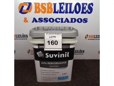 LOTE 160 - 01 BALDE DE TINTA SUVINIL INTERIORES FOSCOS 18L NA COR FOSCO BRANCO. VENCIMENTO 10/2027 (NOVO) (NO ESTADO) ATENÇÃO! FAZER A VISITAÇÃO ANTES DE ARREMATAR, NÃO SABEMOS SE FUNCIONA. LEILÃO NÃO TEM GARANTIA E NEM DEVOLUÇÃO, SUJEITO A POSSÍVEIS AVARIAS VISÍVEIS/OCULTAS E/OU AUSÊNCIA DE COMPONENTES.