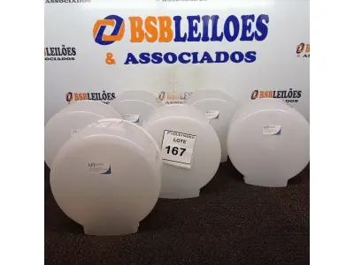 LOTE 167 - 06 DISPENSES DE PAPEL. (NO ESTADO) ATENÇÃO! FAZER A VISITAÇÃO ANTES DE ARREMATAR, NÃO SABEMOS SE FUNCIONA. LEILÃO NÃO TEM GARANTIA E NEM DEVOLUÇÃO, SUJEITO A POSSÍVEIS AVARIAS VISÍVEIS/OCULTAS E/OU AUSÊNCIA DE COMPONENTES.
