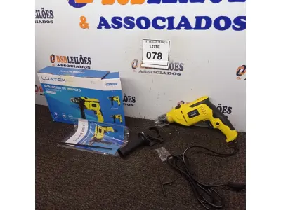 LOTE 078 - 01 FURADEIRA DE IMPACTO COM MARTELETE. (NO ESTADO) ATENÇÃO! FAZER A VISITAÇÃO ANTES DE ARREMATAR, NÃO SABEMOS SE FUNCIONA. LEILÃO NÃO TEM GARANTIA E NEM DEVOLUÇÃO, SUJEITO A POSSÍVEIS AVARIAS VISÍVEIS/OCULTAS E/OU AUSÊNCIA DE COMPONENTES.