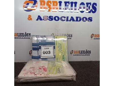 LOTE 003 - 02 JOGOS DE CAMA QUEEN MICRO PERCAL LENÇOL COM ELÁSTICO 1,58M X 1,98M X0,45M DE ALTURA E 02 FRONHAS 0,50M X 0,70M.  (NO ESTADO) ATENÇÃO! FAZER A VISITAÇÃO ANTES DE ARREMATAR, NÃO SABEMOS SE FUNCIONA. LEILÃO NÃO TEM GARANTIA E NEM DEVOLUÇÃO, SUJEITO A POSSÍVEIS AVARIAS VISÍVEIS/OCULTAS E/OU AUSÊNCIA DE COMPONENTES.