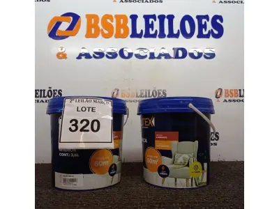 LOTE 320 - 02 BALDES TINTA QUALITEX 3,6L NA COR AREIA E AMARELO. (NO ESTADO) ATENÇÃO! FAZER A VISITAÇÃO ANTES DE ARREMATAR, NÃO SABEMOS SE FUNCIONA. LEILÃO NÃO TEM GARANTIA E NEM DEVOLUÇÃO, SUJEITO A POSSÍVEIS AVARIAS VISÍVEIS/OCULTAS E/OU AUSÊNCIA DE COMPONENTES.
