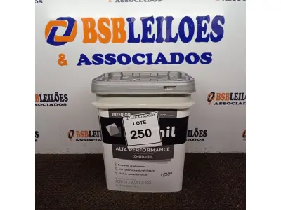 LOTE 250 - 01 BALDE DE TINTA SUVINIL INTERIORES ACRÍLICO FOSCO 18L NA COR FOSCO BRANCO. VENCIMENTO 10/2027 (NOVO) (NO ESTADO) ATENÇÃO! FAZER A VISITAÇÃO ANTES DE ARREMATAR, NÃO SABEMOS SE FUNCIONA. LEILÃO NÃO TEM GARANTIA E NEM DEVOLUÇÃO, SUJEITO A POSSÍVEIS AVARIAS VISÍVEIS/OCULTAS E/OU AUSÊNCIA DE COMPONENTES.