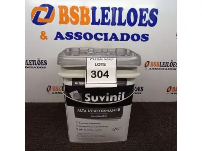 LOTE 304 - 01 BALDE DE TINTA SUVINIL INTERIORES ACRÍLICO FOSCO 18L NA COR FOSCO BRANCO. VENCIMENTO 10/2027 (NOVO) (NO ESTADO) ATENÇÃO! FAZER A VISITAÇÃO ANTES DE ARREMATAR, NÃO SABEMOS SE FUNCIONA. LEILÃO NÃO TEM GARANTIA E NEM DEVOLUÇÃO, SUJEITO A POSSÍVEIS AVARIAS VISÍVEIS/OCULTAS E/OU AUSÊNCIA DE COMPONENTES.