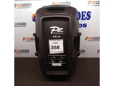 LOTE 358 - 01 CAIXA DE SOM MARCA PZ PRO ÁUDIO. (NO ESTADO) ATENÇÃO! FAZER A VISITAÇÃO ANTES DE ARREMATAR, NÃO SABEMOS SE FUNCIONA. LEILÃO NÃO TEM GARANTIA E NEM DEVOLUÇÃO, SUJEITO A POSSÍVEIS AVARIAS VISÍVEIS/OCULTAS E/OU AUSÊNCIA DE COMPONENTES.