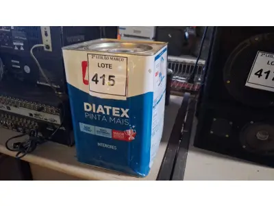 LOTE 415 - 01 LATA DE TINTA IQUINE DIATEX BASE ACRÍLICO FOSCO 18 L. (NO ESTADO) ATENÇÃO! FAZER A VISITAÇÃO ANTES DE ARREMATAR, NÃO SABEMOS SE FUNCIONA. LEILÃO NÃO TEM GARANTIA E NEM DEVOLUÇÃO, SUJEITO A POSSÍVEIS AVARIAS VISÍVEIS/OCULTAS E/OU AUSÊNCIA DE COMPONENTES.
