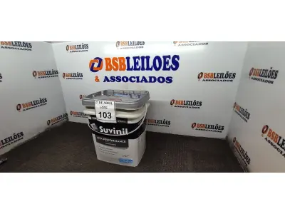 LOTE 103 - 01 GALÃO DE TINTA SUVINIL DE 18L PARA INTERIORES ACABAMENTO FOSCO BRANCO. (NOVO) (NO ESTADO) ATENÇÃO! FAZER A VISITAÇÃO ANTES DE ARREMATAR, NÃO SABEMOS SE FUNCIONA. LEILÃO NÃO TEM GARANTIA E NEM DEVOLUÇÃO, SUJEITO A POSSÍVEIS AVARIAS VISÍVEIS/OCULTAS E/OU AUSÊNCIA DE COMPONENTES.