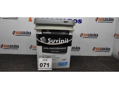 LOTE 071 - 01 GALÃO DE TINTA SUVINIL DE 18L PARA INTERIORES ACABAMENTO FOSCO BRANCO. (NOVO) (NO ESTADO) ATENÇÃO! FAZER A VISITAÇÃO ANTES DE ARREMATAR, NÃO SABEMOS SE FUNCIONA. LEILÃO NÃO TEM GARANTIA E NEM DEVOLUÇÃO, SUJEITO A POSSÍVEIS AVARIAS VISÍVEIS/OCULTAS E/OU AUSÊNCIA DE COMPONENTES.