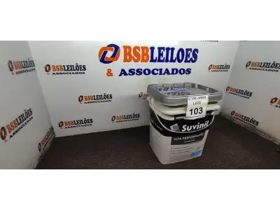 LOTE 103 - 01 GALÃO DE TINTA SUVINIL DE 18L PARA INTERIORES ACABAMENTO FOSCO BRANCO. (NOVO) (NO ESTADO) ATENÇÃO! FAZER A VISITAÇÃO ANTES DE ARREMATAR, NÃO SABEMOS SE FUNCIONA. LEILÃO NÃO TEM GARANTIA E NEM DEVOLUÇÃO, SUJEITO A POSSÍVEIS AVARIAS VISÍVEIS/OCULTAS E/OU AUSÊNCIA DE COMPONENTES.