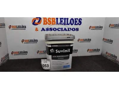 LOTE 053 - 01 BALDE DE TINTA SUVINIL INTERIORES FOSCOS 18L NA COR FOSCO BRANCO. VENCIMENTO 10/2027 (NOVO) (NO ESTADO) ATENÇÃO! FAZER A VISITAÇÃO ANTES DE ARREMATAR, NÃO SABEMOS SE FUNCIONA. LEILÃO NÃO TEM GARANTIA E NEM DEVOLUÇÃO, SUJEITO A POSSÍVEIS AVARIAS VISÍVEIS/OCULTAS E/OU AUSÊNCIA DE COMPONENTES.