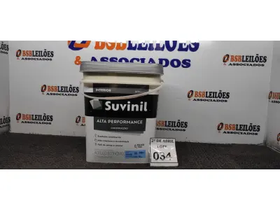 LOTE 034 - 01 BALDE DE TINTA SUVINIL INTERIORES FOSCOS 18L NA COR FOSCO BRANCO. VENCIMENTO 10/2027 (NOVO) (NO ESTADO) ATENÇÃO! FAZER A VISITAÇÃO ANTES DE ARREMATAR, NÃO SABEMOS SE FUNCIONA. LEILÃO NÃO TEM GARANTIA E NEM DEVOLUÇÃO, SUJEITO A POSSÍVEIS AVARIAS VISÍVEIS/OCULTAS E/OU AUSÊNCIA DE COMPONENTES.