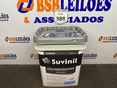 LOTE 388 - 01 GALÃO DE TINTA SUVINIL DE 18L PARA INTERIORES ACABAMENTO FOSCO BRANCO. (NOVO) (NO ESTADO) ATENÇÃO! FAZER A VISITAÇÃO ANTES DE ARREMATAR, NÃO SABEMOS SE FUNCIONA. LEILÃO NÃO TEM GARANTIA E NEM DEVOLUÇÃO, SUJEITO A POSSÍVEIS AVARIAS VISÍVEIS/OCULTAS E/OU AUSÊNCIA DE COMPONENTES.