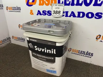 LOTE 388 - 01 GALÃO DE TINTA SUVINIL DE 18L PARA INTERIORES ACABAMENTO FOSCO BRANCO. (NOVO) (NO ESTADO) ATENÇÃO! FAZER A VISITAÇÃO ANTES DE ARREMATAR, NÃO SABEMOS SE FUNCIONA. LEILÃO NÃO TEM GARANTIA E NEM DEVOLUÇÃO, SUJEITO A POSSÍVEIS AVARIAS VISÍVEIS/OCULTAS E/OU AUSÊNCIA DE COMPONENTES.