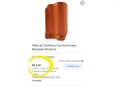 LOTE 115 - 2000 TELHAS AMERICANA RESINADA VERMELHA ARTPLAN, CAPA E BICA, LARGURA 27,6CM, COMPRIMENTO 44,00CM 