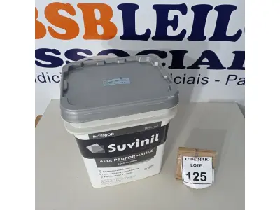 LOTE 125 - 01 BALDE DE TINTA SUVINIL INTERIORES FOSCOS 18L NA COR FOSCO BRANCO. VENCIMENTO 10/2027 (NOVO) (NO ESTADO) ATENÇÃO! FAZER A VISITAÇÃO ANTES DE ARREMATAR, NÃO SABEMOS SE FUNCIONA. LEILÃO NÃO TEM GARANTIA E NEM DEVOLUÇÃO, SUJEITO A POSSÍVEIS AVARIAS VISÍVEIS/OCULTAS E/OU AUSÊNCIA DE COMPONENTES.