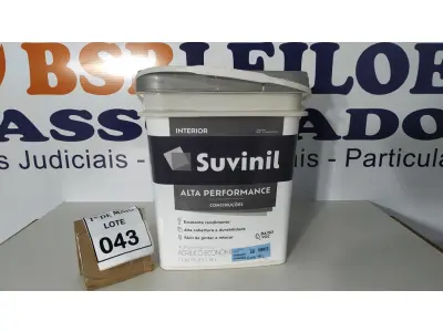 LOTE 043 - 01 BALDE DE TINTA SUVINIL INTERIORES FOSCOS 18L NA COR FOSCO BRANCO, VENCIMENTO 10/2027 (NOVO) (NO ESTADO) ATENÇÃO! FAZER A VISITAÇÃO ANTES DE ARREMATAR, NÃO SABEMOS SE FUNCIONA. LEILÃO NÃO TEM GARANTIA E NEM DEVOLUÇÃO, SUJEITO A POSSÍVEIS AVARIAS VISÍVEIS/OCULTAS E/OU AUSÊNCIA DE COMPONENTES.