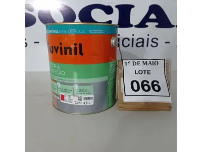 LOTE 066 - 01 LATA DE TINTA SUVINIL ESMALTE PREMIUM INTERIOR/EXTERIOR 3,6L NA COR VERMELHO BRILHANTE. (NO ESTADO) ATENÇÃO! FAZER A VISITAÇÃO ANTES DE ARREMATAR, NÃO SABEMOS SE FUNCIONA. LEILÃO NÃO TEM GARANTIA E NEM DEVOLUÇÃO, SUJEITO A POSSÍVEIS AVARIAS VISÍVEIS/OCULTAS E/OU AUSÊNCIA DE COMPONENTES.