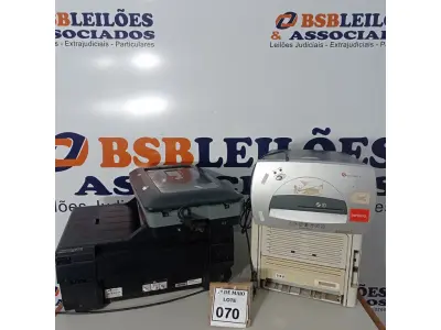 LOTE 070 - 02 IMPRESSORAS, SENDO 01 MULTIFUNCIONAL MARCA BROTHER E 01 HP, 01 FRAGMENTADORA DE PAPEL E 01 SCANNER MARCA HP. (NO ESTADO) ATENÇÃO! FAZER A VISITAÇÃO ANTES DE ARREMATAR, NÃO SABEMOS SE FUNCIONA. LEILÃO NÃO TEM GARANTIA E NEM DEVOLUÇÃO, SUJEITO A POSSÍVEIS AVARIAS VISÍVEIS/OCULTAS E/OU AUSÊNCIA DE COMPONENTES.