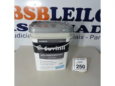 LOTE 250 - 01 BALDE DE TINTA SUVINIL INTERIORES FOSCOS 18L NA COR FOSCO BRANCO. VENCIMENTO 10/2027 (NOVO) (NO ESTADO) ATENÇÃO! FAZER A VISITAÇÃO ANTES DE ARREMATAR, NÃO SABEMOS SE FUNCIONA. LEILÃO NÃO TEM GARANTIA E NEM DEVOLUÇÃO, SUJEITO A POSSÍVEIS AVARIAS VISÍVEIS/OCULTAS E/OU AUSÊNCIA DE COMPONENTES.