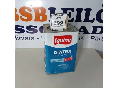 LOTE 292 - 01 LATA DE TINTA PARA INTERIORES DE 16/18 BRANCO BASE P MARCA IQUINE DIATEX. (NOVO) (NO ESTADO) ATENÇÃO! FAZER A VISITAÇÃO ANTES DE ARREMATAR, NÃO SABEMOS SE FUNCIONA. LEILÃO NÃO TEM GARANTIA E NEM DEVOLUÇÃO, SUJEITO A POSSÍVEIS AVARIAS VISÍVEIS/OCULTAS E/OU AUSÊNCIA DE COMPONENTES.