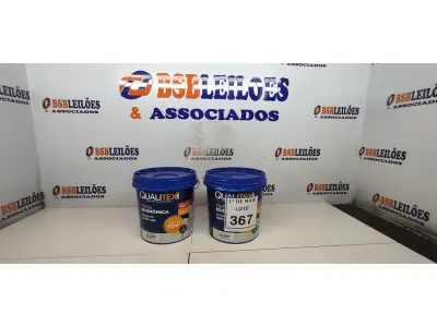 LOTE 367 - 02 BALDES DE TINTA QUALITEX 3,6L SENDO 01 NA COR AREIA E 01 AMARELO SOL. (NOVO) (NO ESTADO) ATENÇÃO! FAZER A VISITAÇÃO ANTES DE ARREMATAR, NÃO SABEMOS SE FUNCIONA. LEILÃO NÃO TEM GARANTIA E NEM DEVOLUÇÃO, SUJEITO A POSSÍVEIS AVARIAS VISÍVEIS/OCULTAS E/OU AUSÊNCIA DE COMPONENTES.